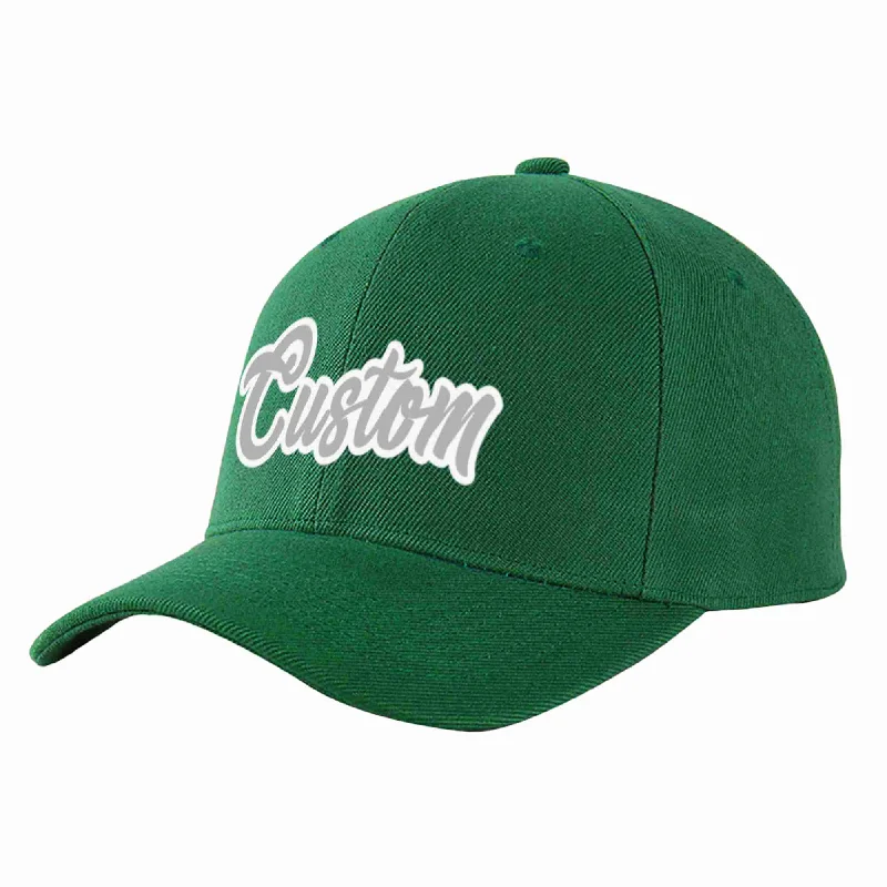 Motorsport Baseball Cap-Custom Green Gray-White Curved Eaves Sport Baseball Cap Design for Men/Women/Youth