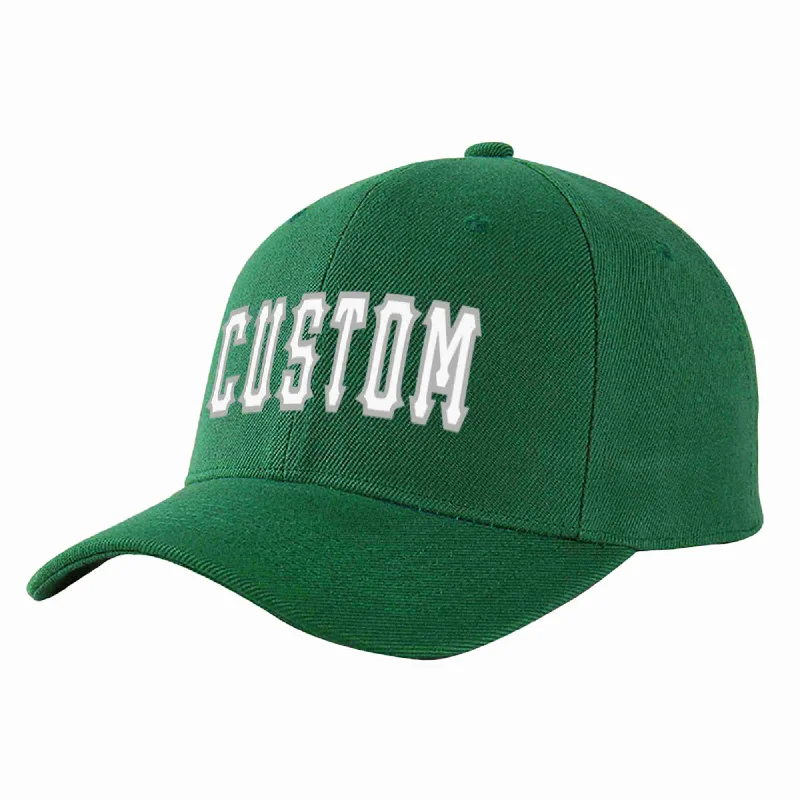 Anime Baseball Cap-Custom Green White-Gray Curved Eaves Sport Baseball Cap Design for Men/Women/Youth