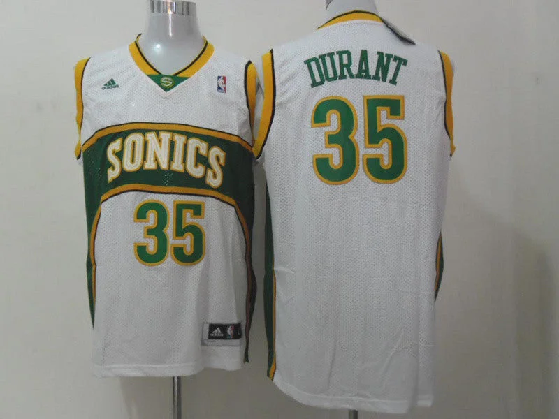 Summer Basketball Jersey-Sonics 35 Durant White Throwback Basketball Jerseys