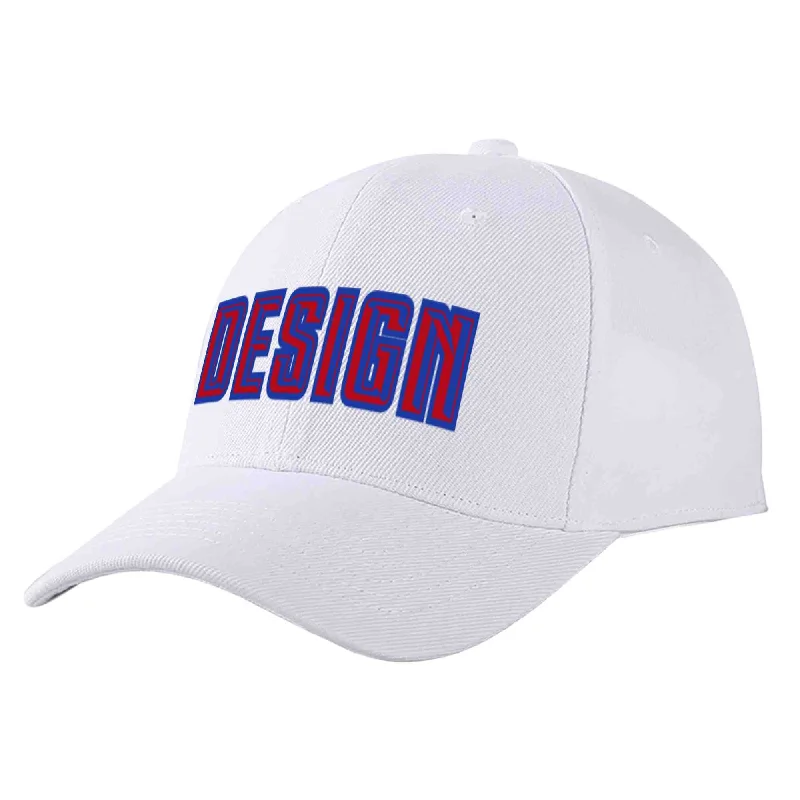 Minimalist Baseball Cap-Custom White Red-Royal Curved Eaves Sport Design Baseball Cap