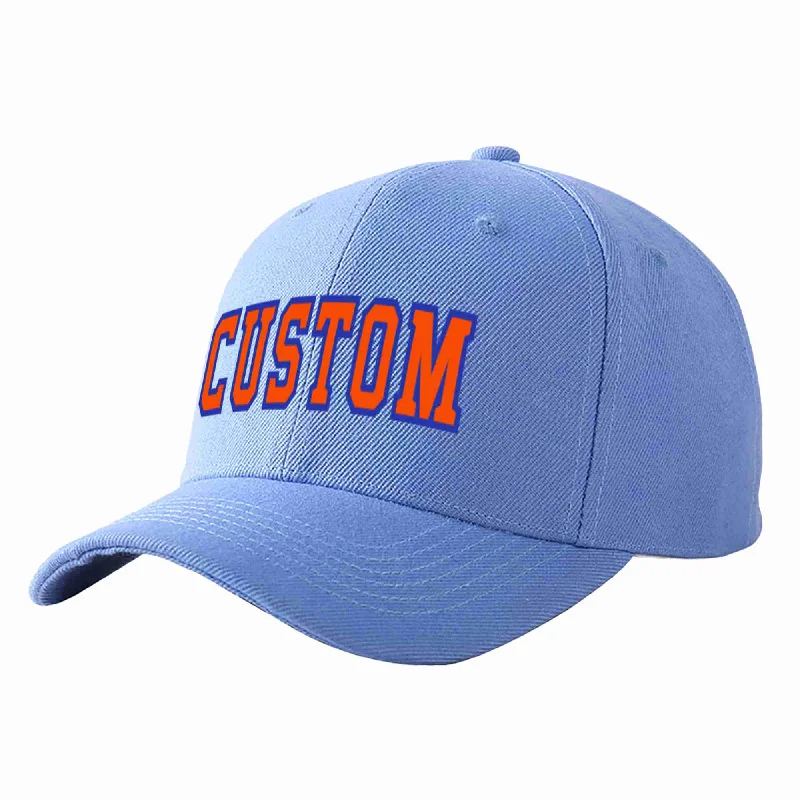 Mom Baseball Cap-Custom Sky Blue Orange-Royal Curved Eaves Sport Baseball Cap Design for Men/Women/Youth