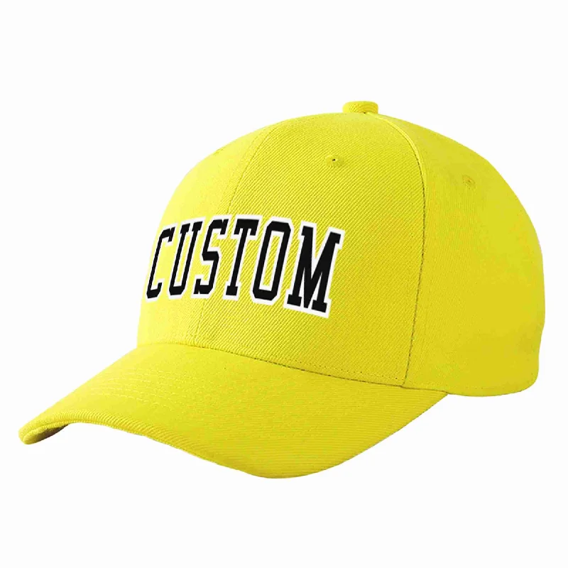 Retro Baseball Cap-Custom Yellow Black-White Curved Eaves Sport Baseball Cap Design for Men/Women/Youth