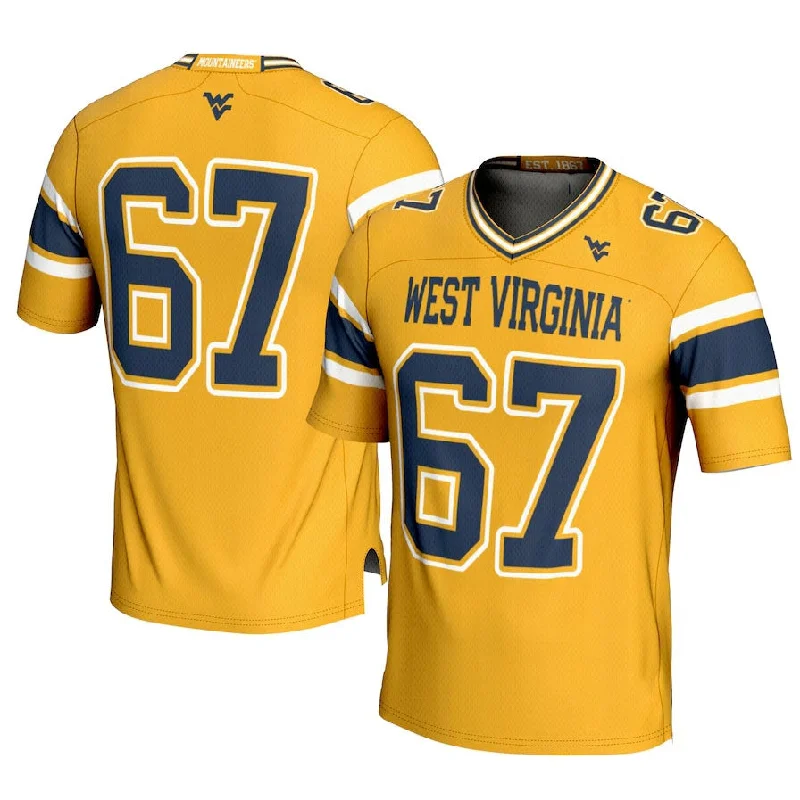 Football School Jersey-#67 W.Virginia Mountaineers GameDay Greats Football Jersey - Gold American College Jerseys