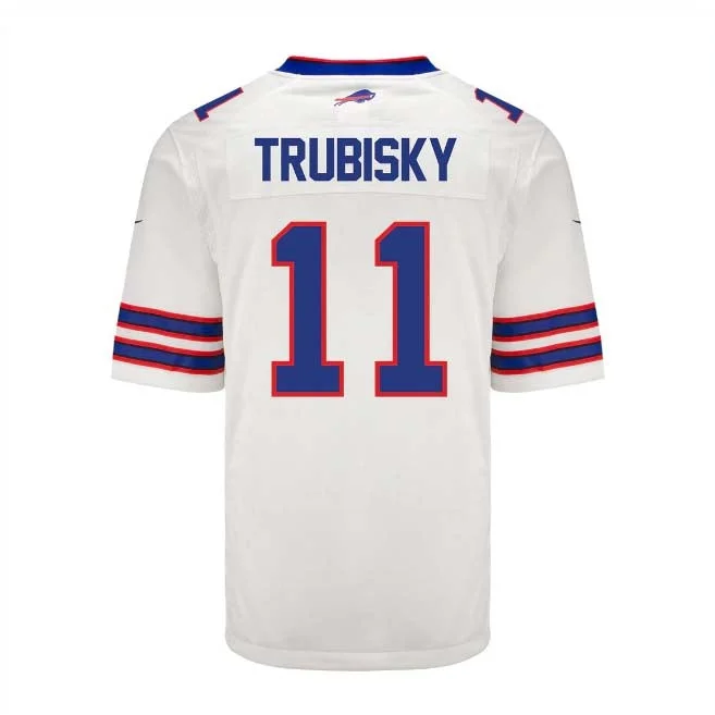 Retro Football Jersey-B.Bills #11 Mitchell Trubisky Game Jersey - White Football Jerseys