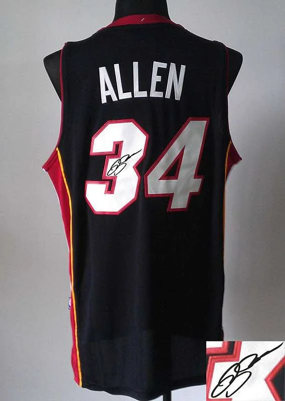 Basketball Enthusiast Jersey-Heat 34 Allen Black Signature Edition Basketball Jerseys