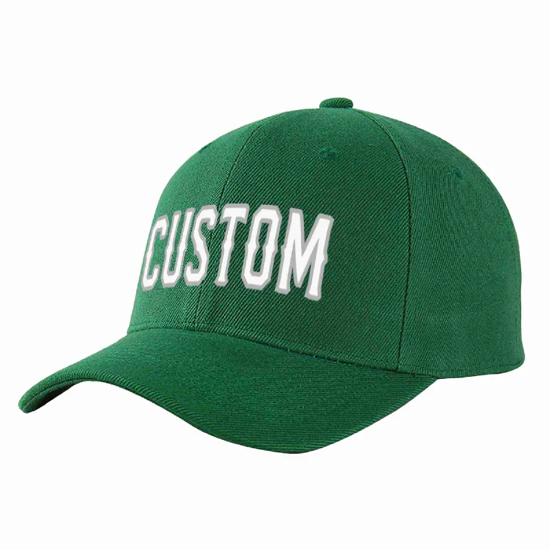 Soft Fabric Baseball Cap-Custom Green White-Gray Curved Eaves Sport Baseball Cap Design for Men/Women/Youth