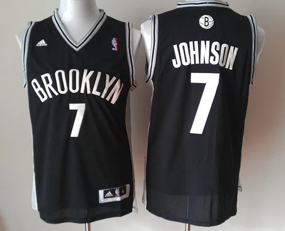 Pastel Basketball Jersey-Nets 7 Johnson Black New Revolution 30 Basketball Jerseys