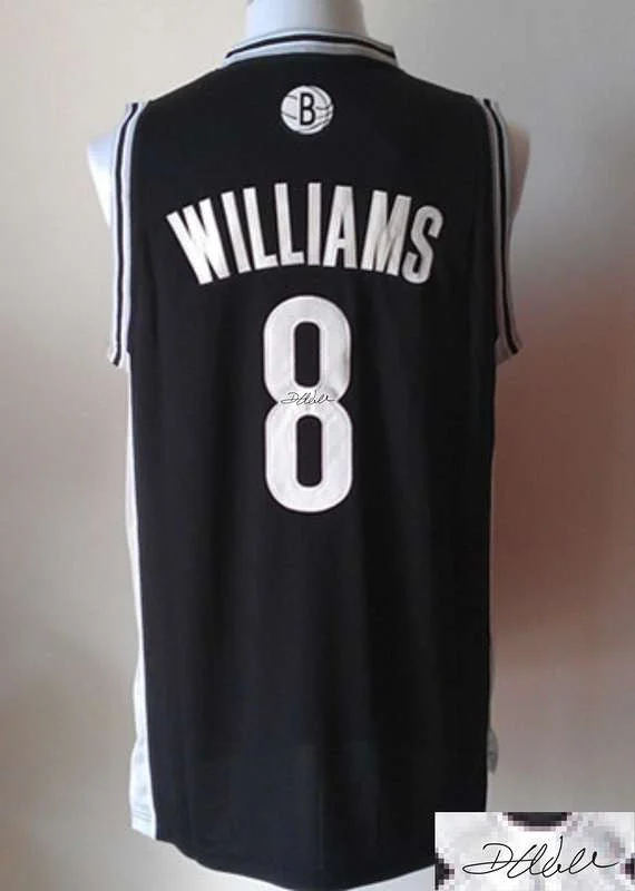 Mesh Basketball Jersey-Nets 8 Williams Black Signature Edition Basketball Jerseys