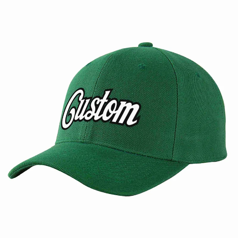 Anniversary Baseball Cap-Custom Green White-Black Curved Eaves Sport Baseball Cap Design for Men/Women/Youth