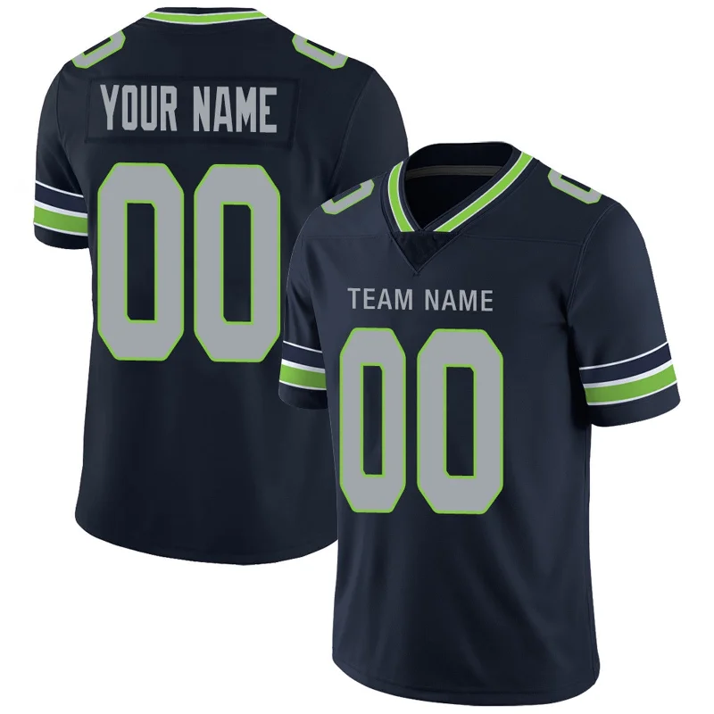 Slim Fit Football Jersey-Custom S.Seahawks Football Jerseys Team Player or Personalized Design Your Own Name for Men's Women's Youth Jerseys Navy