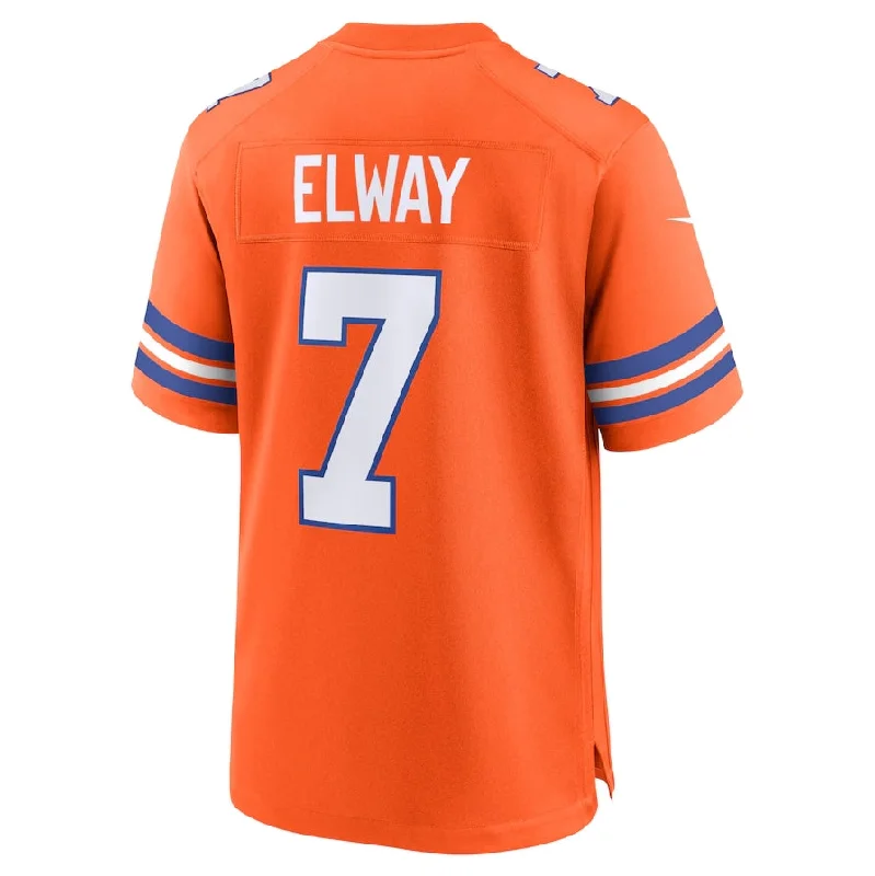 Football Hall of Fame Jersey-D.Broncos #7 John Elway Orange Mile High Collection 1977 Throwback Retired Player Game Football Jerseys