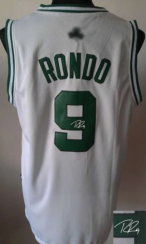 Name and Number Basketball Jersey-Celtics 9 Rondo White Signature Edition Basketball Jerseys