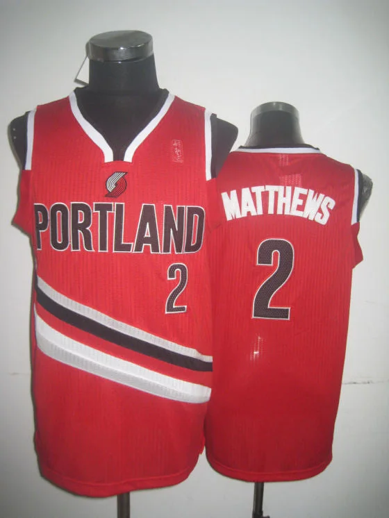 NBA Basketball Jersey-Blazers 2 Matthews Red Basketball Jerseys