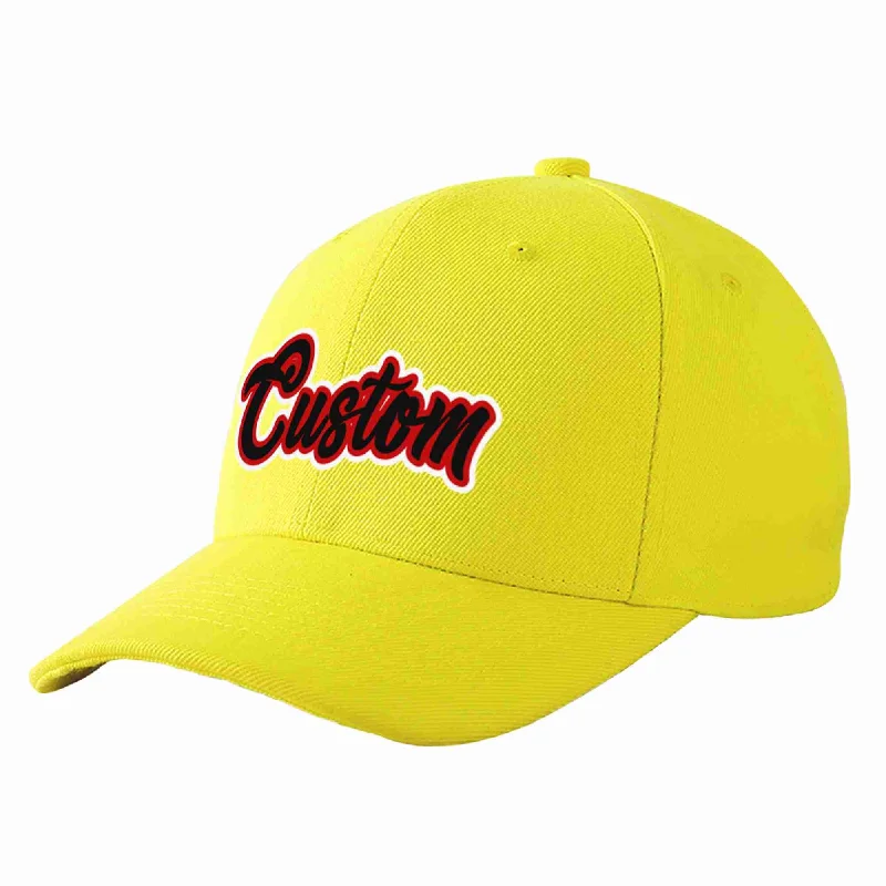 Cooling Baseball Cap-Custom Yellow Black-Red Curved Eaves Sport Baseball Cap Design for Men/Women/Youth