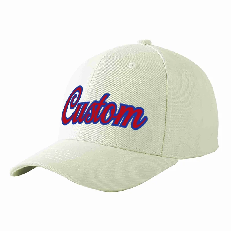 Backpacking Baseball Cap-Custom Cream Red-Royal Curved Eaves Sport Baseball Cap Design for Men/Women/Youth