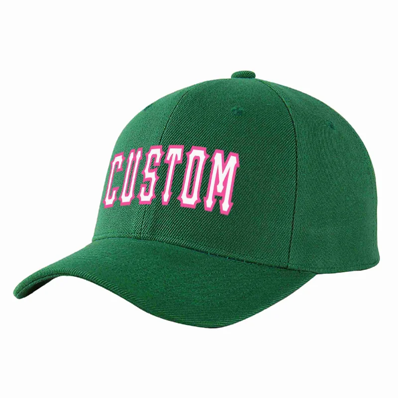 Street Dance Baseball Cap-Custom Green White-Pink Curved Eaves Sport Baseball Cap Design for Men/Women/Youth