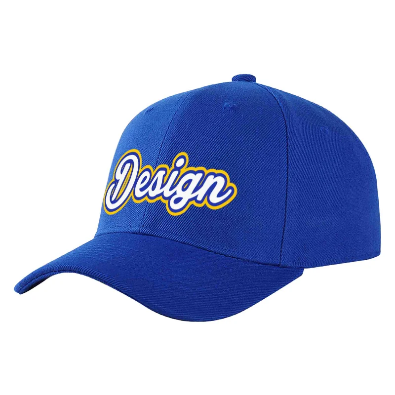 Boating Baseball Cap-Custom Royal White-Royal Curved Eaves Sport Design Baseball Cap