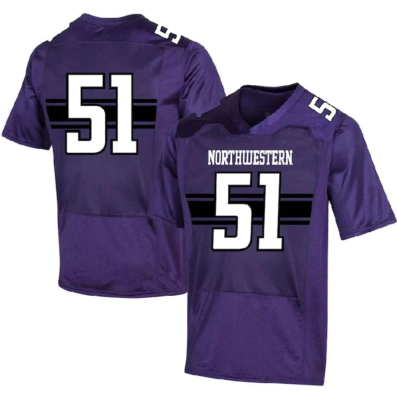 Softball League Football Jersey-#51 N.Wildcats Under Armour Replica Football Jersey Purple Stitched American College Jerseys