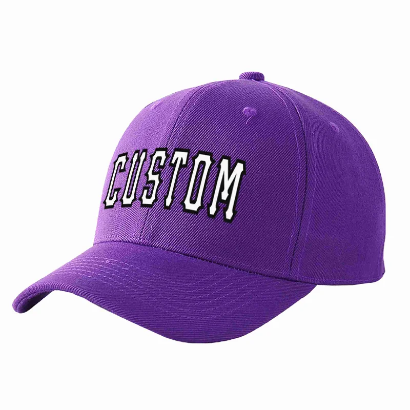 Resort Baseball Cap-Custom Purple White-Black Curved Eaves Sport Baseball Cap Design for Men/Women/Youth