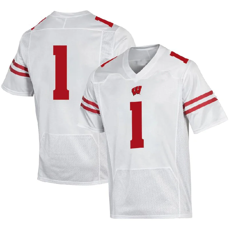 Football Tailgate Jersey-#1 W.Badgers Under Armour Premier Football Jersey White Stitched American College Jerseys