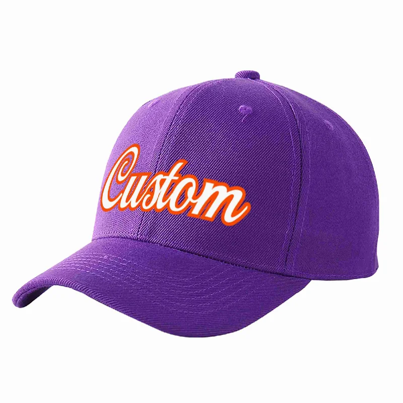 Friendship Baseball Cap-Custom Purple White-Orange Curved Eaves Sport Baseball Cap Design for Men/Women/Youth