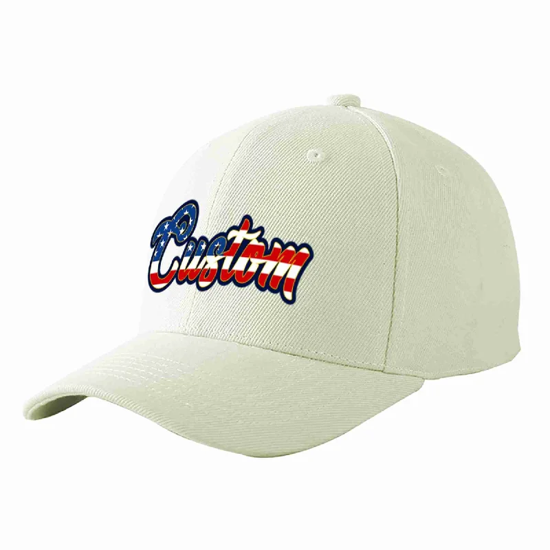 Sweatproof Baseball Cap-Custom Cream Vintage USA Flag-Gold Curved Eaves Sport Baseball Cap Design for Men/Women/Youth