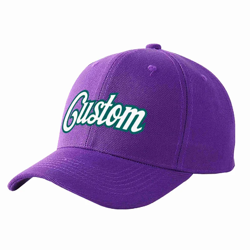 School Baseball Cap-Custom Purple White-Aqua Curved Eaves Sport Baseball Cap Design for Men/Women/Youth