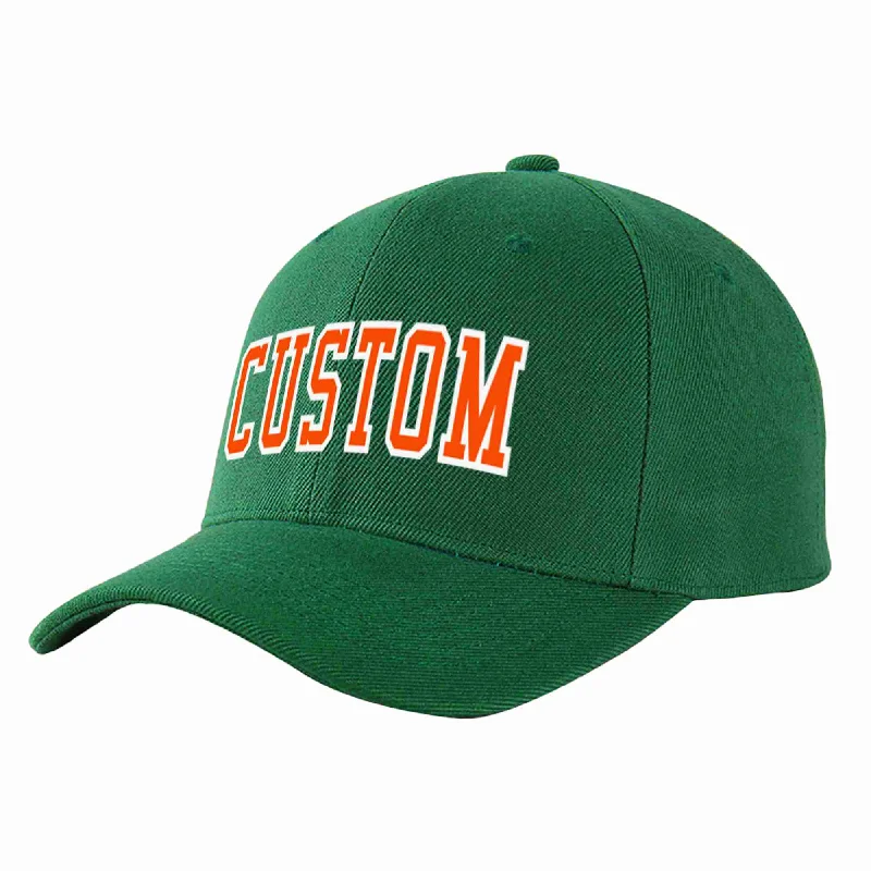 Tactical Baseball Cap-Custom Green Orange-White Curved Eaves Sport Baseball Cap Design for Men/Women/Youth