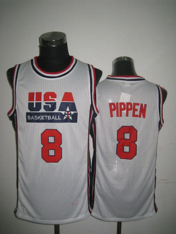 Weatherproof Basketball Jersey-USA Basketball 1992 Dream Team 8 Scottie Pippen White Basketball Jersey