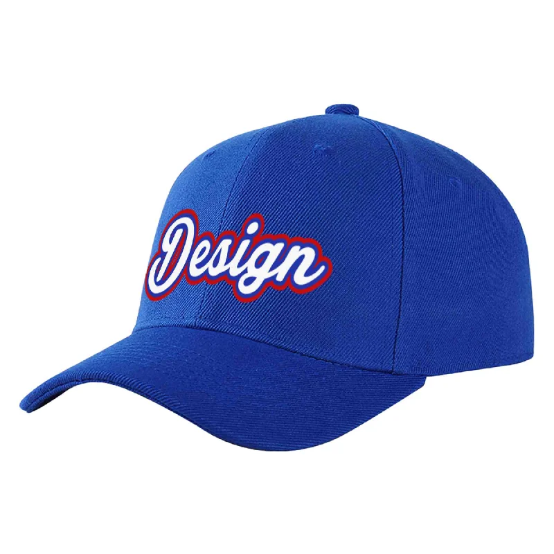 Farmer Baseball Cap-Custom Royal White-Royal Curved Eaves Sport Design Baseball Cap