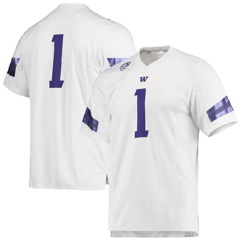 Family Football Jersey-#1 W.Huskies Team Premier Football Jersey White Stitched American College Jerseys