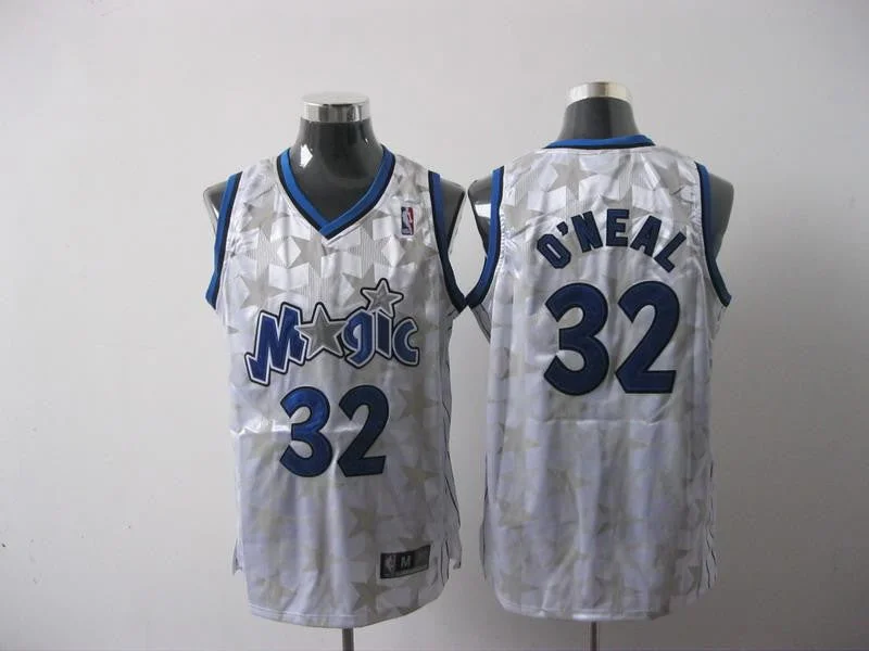 Basketball-Inspired Jersey-Magic 32 O Neal White Throwback Basketball Jersey