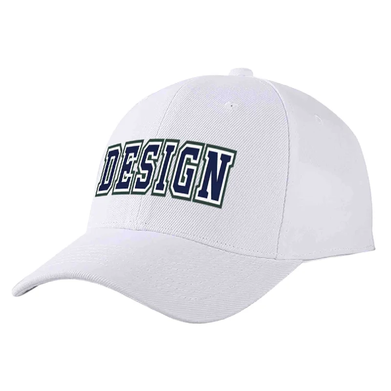 Survivalist Baseball Cap-Custom White Navy-White Curved Eaves Sport Design Baseball Cap