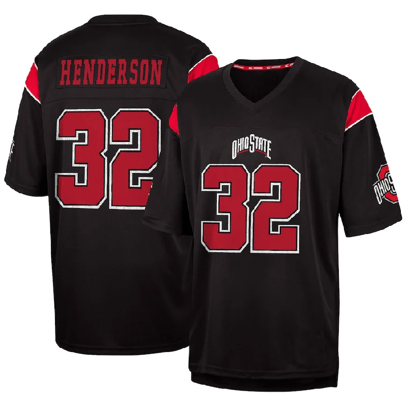 Football Player Jersey-O.State Buckeyes #32 TreVeyon Henderson Colosseum Fashion Replica Jersey Black Football Jersey Stitched American College Jerseys