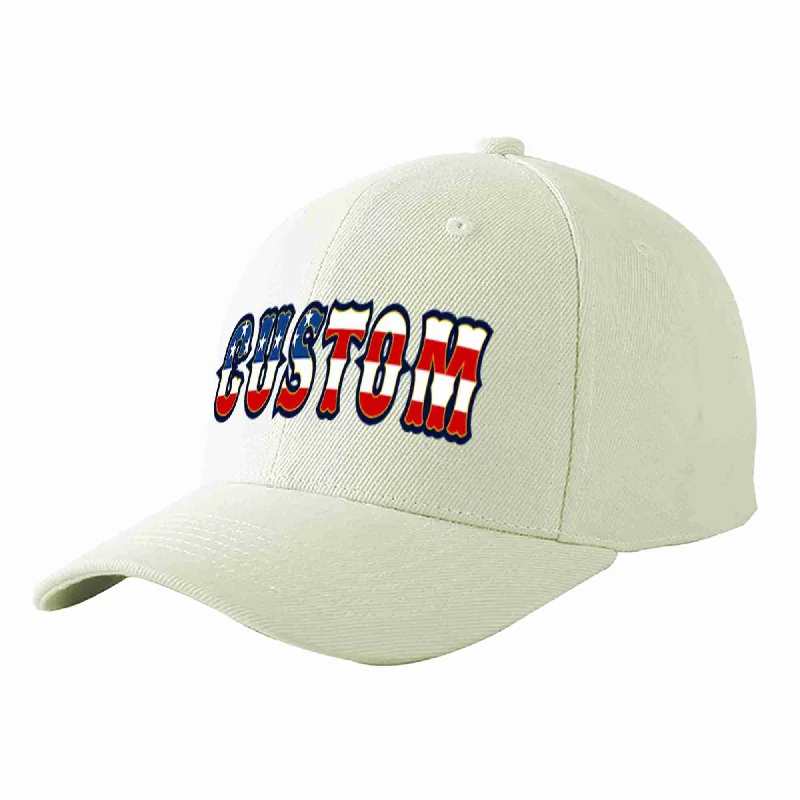 Camo Print Baseball Cap-Custom Cream Vintage USA Flag-Gold Curved Eaves Sport Baseball Cap Design for Men/Women/Youth