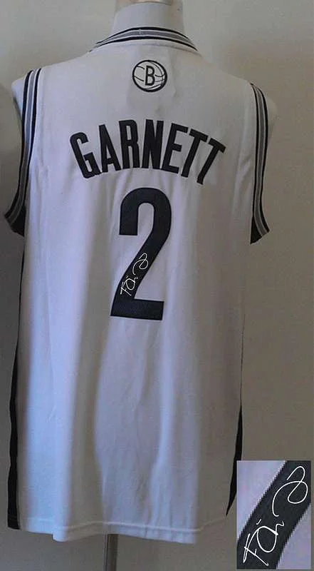 Lightweight Basketball Jersey-Nets 2 Garnett White Signature Edition Basketball Jerseys