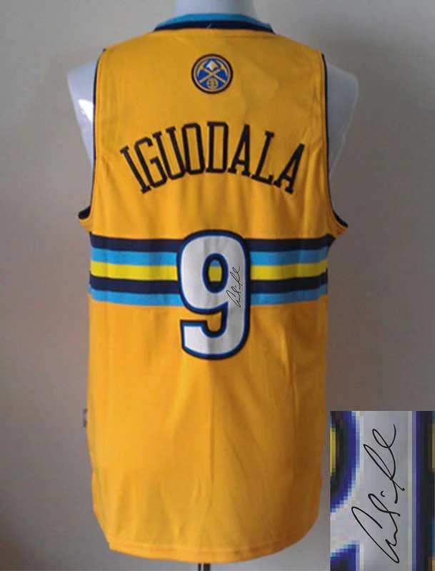 Pro Basketball Jersey-Warriors 9 Iguodala Gold Signature Edition Basketball Jerseys