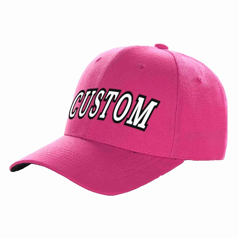 Holiday Baseball Cap-Custom Rose Red White-Black Curved Eaves Sport Baseball Cap Design for Men/Women/Youth