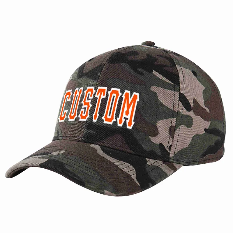 New Arrival Baseball Cap-Custom Camo Orange-White Curved Eaves Sport Baseball Cap Design for Men/Women/Youth