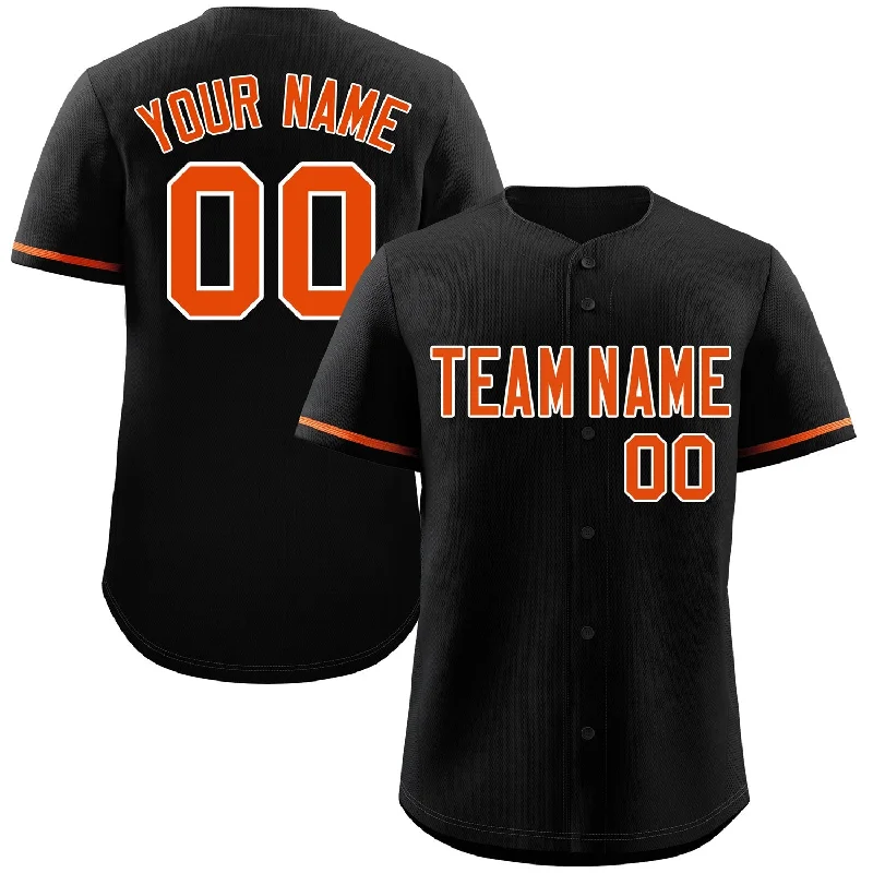 Breathable Baseball Jersey-Custom Black Orange-White Classic Style Authentic Baseball Jersey