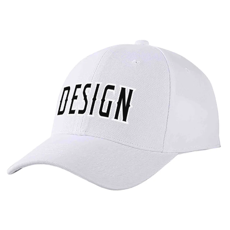 Youth Baseball Cap-Custom White Black-White Curved Eaves Sport Design Baseball Cap