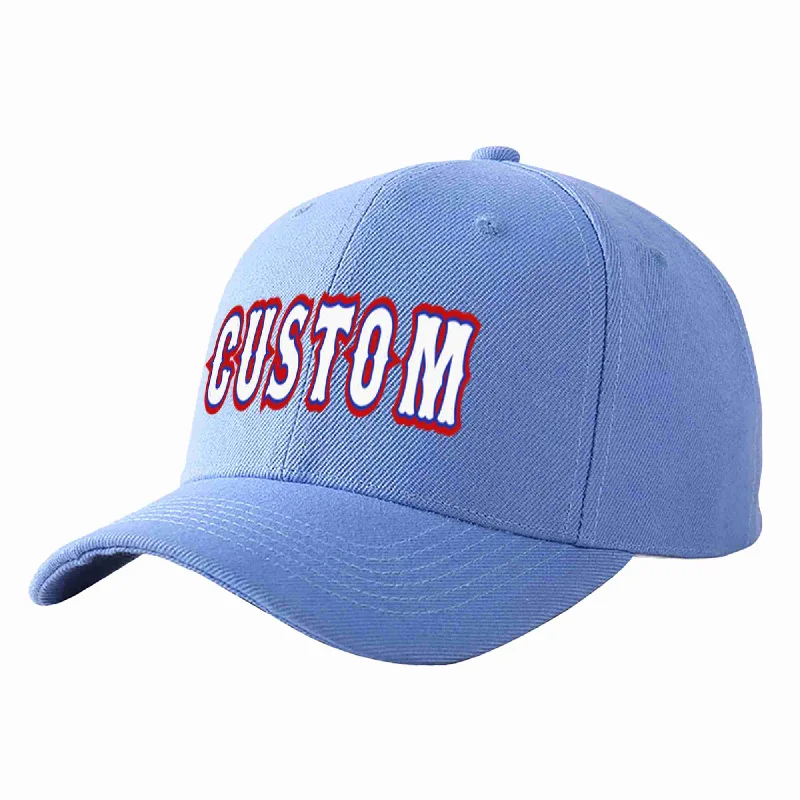 Baseball Team Cap-Custom Sky Blue White-Royal Curved Eaves Sport Baseball Cap Design for Men/Women/Youth