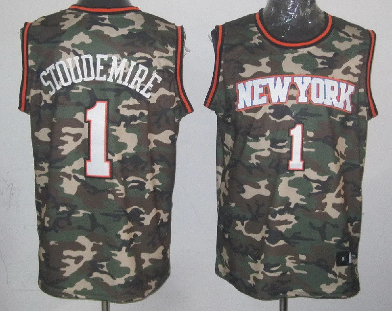 DIY Basketball Jersey-Knicks 1 Stoudemire Swingman Camouflage Basketball Jerseys