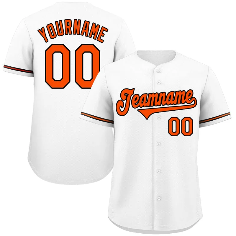 Training Baseball Jersey-Custom White Orange-Black Classic Style Authentic Baseball Jersey