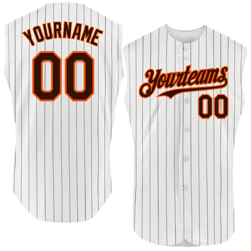 Rookie Baseball Jersey-Custom Black White Pinstripe White Authentic Sleeveless Baseball Jersey