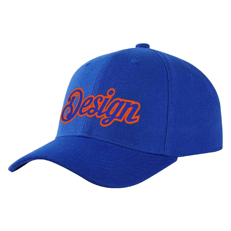 Firefighter Baseball Cap-Custom Royal Royal-Orange Curved Eaves Sport Design Baseball Cap