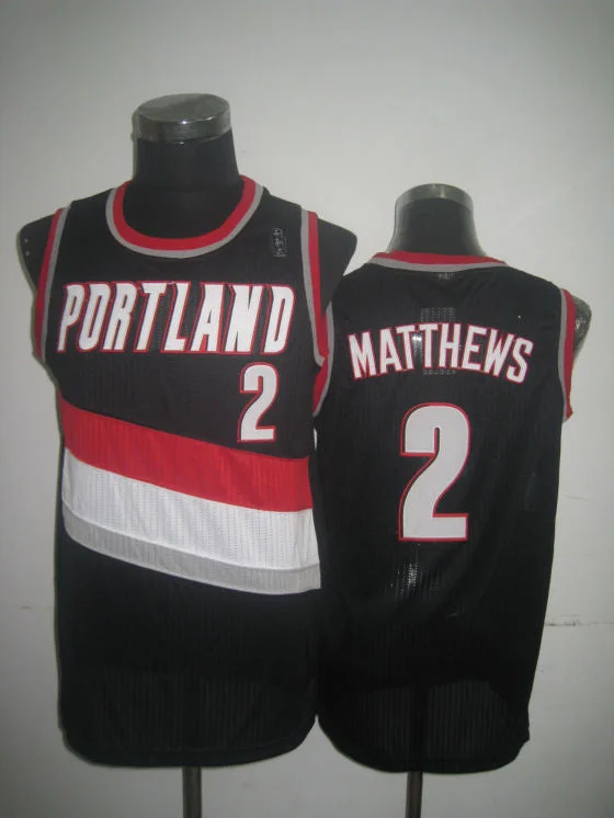 Logo Basketball Jersey-Blazers 2 Matthews Black Basketball Jerseys