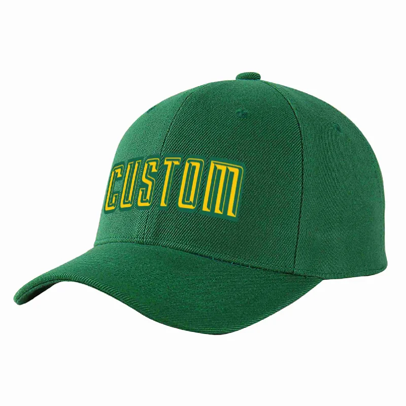 Alumni Baseball Cap-Custom Green Gold-Kelly Green Curved Eaves Sport Baseball Cap Design for Men/Women/Youth