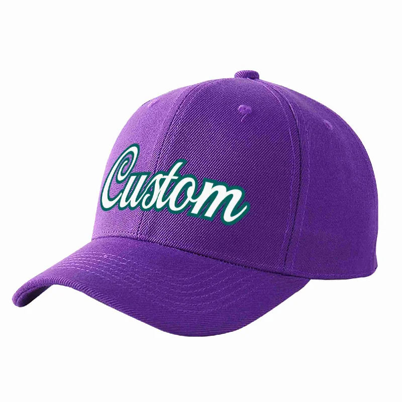 Nautical Baseball Cap-Custom Purple White-Aqua Curved Eaves Sport Baseball Cap Design for Men/Women/Youth