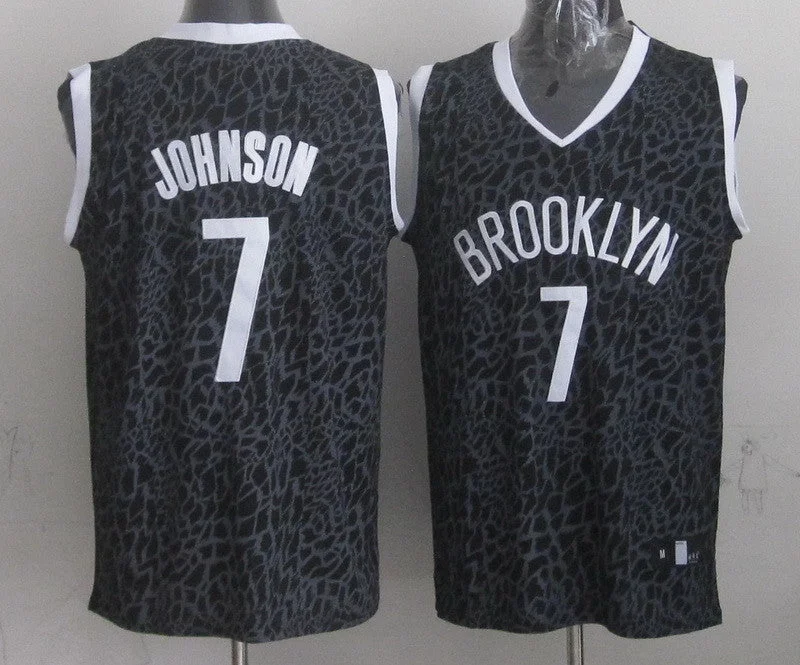 Fan Favorite Basketball Jersey-Nets 7 Johnson Black Crazy Light Swingman Basketball Jerseys